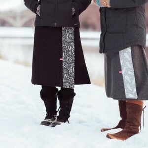 Uksi Grey A-Line Wrap Wool Winter Skirt Size Medium